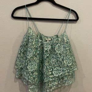 Urban outfitters blue gold lacy crop top size s